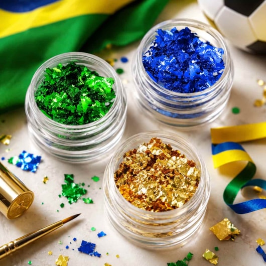 Kit de foil colorido cromado Brasil Copa do mundo bandeira para unhas