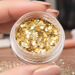 Kit de glitter dourado Mix com 12 potes