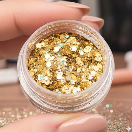 Kit de glitter dourado Mix com 12 potes para unhas