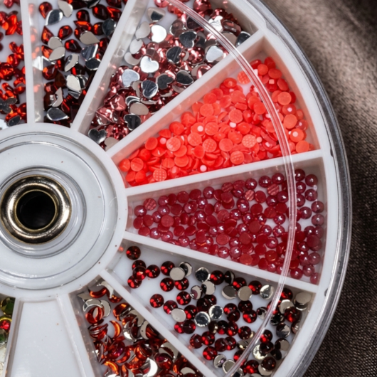Kit de micro pedrarias disco cor Vermelho para unhas