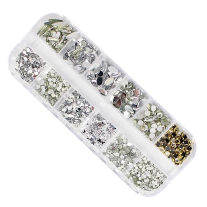 Kit de pedrarias cor cristal strass e micro