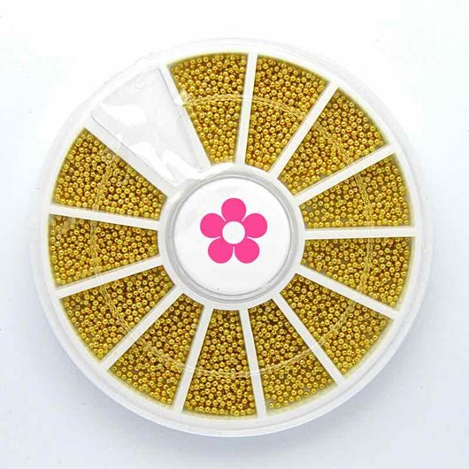 Kit de pedrarias Disco Caviar de metal dourado 1mm - Imagem principal - 9346e1d9-bd59-468e-bafe-a2478673985e
