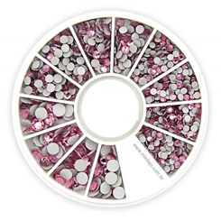 Kit de pedrarias Disco de strass Rosa Cristal 2, 3 e 4mm