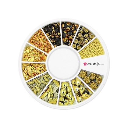 Kit de pedrarias Disco ouro com caviar dourado