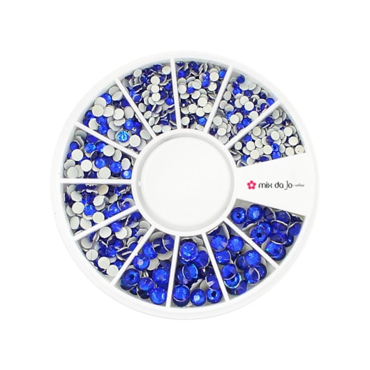 Kit de pedrarias disco Strass Azul bic 2, 3 e 4mm para unhas