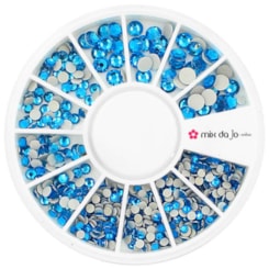 Kit de pedrarias disco Strass azul cristal 2, 3 e 4mm Kit de pedrarias disco Strass azul cristal 2, 3 e 4mm
