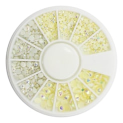 Kit de pedrarias disco Strass Branco Furta Cor 2, 3 e 4mm Kit de pedrarias disco Strass Branco Furta Cor 2, 3 e 4mm