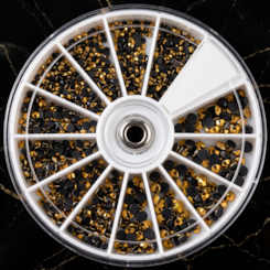 Kit de pedrarias disco Strass dourado 2, 3 e 4mm