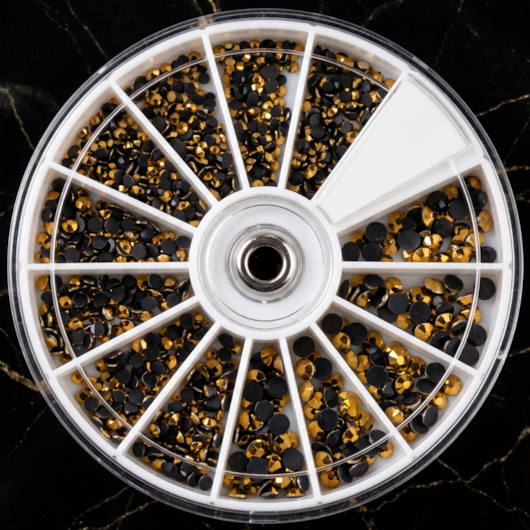Kit de pedrarias disco Strass dourado 2, 3 e 4mm para unhas