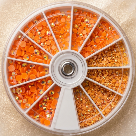 Kit de pedrarias Disco Strass Jelly Laranja AB 2, 3 e 4mm para unhas