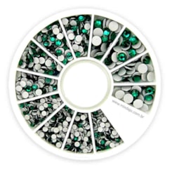 Kit de pedrarias Disco Strass verde esmeralda 2, 3 e 4mm Kit de pedrarias Disco Strass verde esmeralda 2, 3 e 4mm