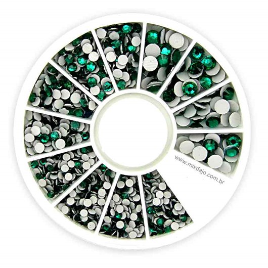 Kit de pedrarias Disco Strass verde esmeralda 2, 3 e 4mm - Imagem principal - 70859efa-129b-49cb-beeb-1f90fa449985