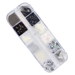 Kit de pedrarias Mix degrade cristal ao preto Mix da Jo P07 Kit de pedrarias Mix degrade cristal ao preto Mix da Jo P07