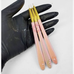 Kit de pincéis 0, 00 e 000 ponta fina traços decoração e esmaltação Kit de pincéis 0, 00 e 000 ponta fina traços decoração e esmaltação