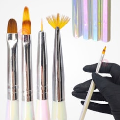 Kit de pincéis cerdas dupla, lingua de gato, traço e degradê Kit de pincéis cerdas dupla, lingua de gato, traço e degradê