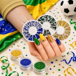 Kit de Strass e glitter Vermelho, Amarelo e Azul Copa do Mundo Brasil Kit de Strass e glitter Vermelho, Amarelo e Azul Copa do Mundo Brasil
