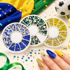 Kit de Strass e glitter Vermelho, Amarelo e Azul Copa do Mundo Brasil Kit de Strass e glitter Vermelho, Amarelo e Azul Copa do Mundo Brasil