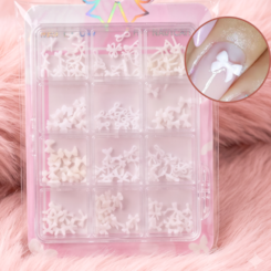 Kit Decoração Nail Art: Mini Lacinhos 3D Brancos