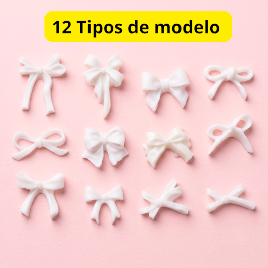 Kit Decoração Nail Art: Mini Lacinhos 3D Brancos para unhas