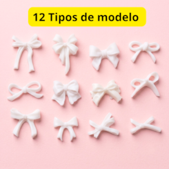 Kit Decoração Nail Art: Mini Lacinhos 3D Brancos Kit Decoração Nail Art: Mini Lacinhos 3D Brancos