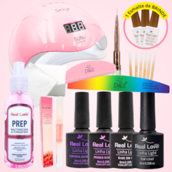 Kit Esmaltação em Gel Completo Real Love com Cabine 48W + Esmalte Brinde