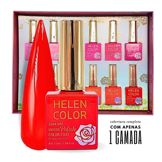 Kit esmalte em gel Rosa ao Vermelho Helen Color - Imagem principal - dec87113-cbf7-4680-a8ff-6e997e9d9e9d