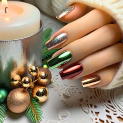 Kit Folha de espelho Natal 64un Unhas cromadas Kit Folha de espelho Natal 64un Unhas cromadas