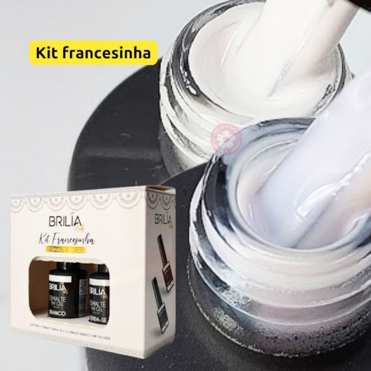 Kit francesinha esmalte em gel Renda e Branco Brilia para unhas