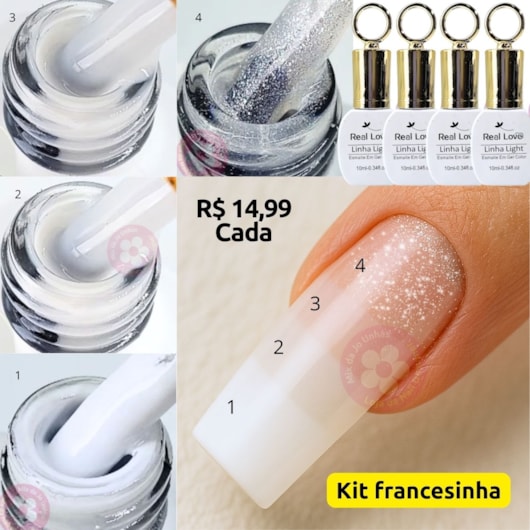 Kit Francesinha Real Love Chaveirinho 4 Esmaltes para unhas