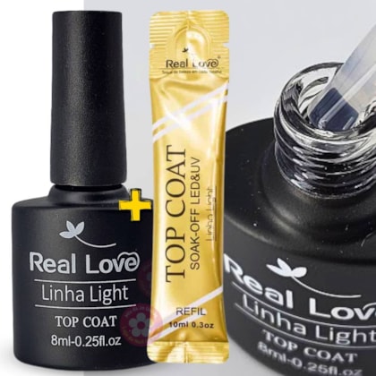 Kit Frasco cheio e Refil Top coat Real Love Extra fino