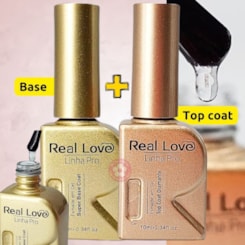 Kit Gel Base e Top Coat Linha PRO Diamante Real Love