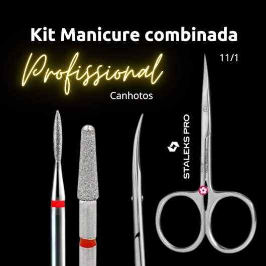 Kit Manicure combinada Brocas e Tesoura Staleks para unhas
