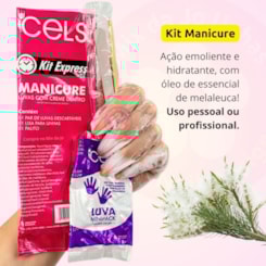 Kit Manicure descartável Express Cels com Luva Emoliente Lixa e Palito