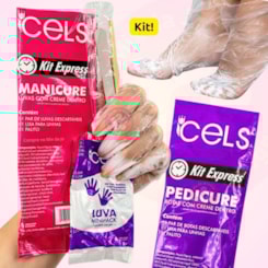 Kit Manicure e Pedicure Express Cels com Luva Emoliente Lixa e Palito Kit Manicure e Pedicure Express Cels com Luva Emoliente Lixa e Palito