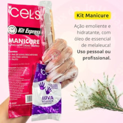 Kit Manicure Express Cels com Luva Emoliente Lixa e Palito Kit Manicure Express Cels com Luva Emoliente Lixa e Palito