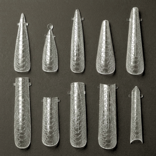 Kit Molde F1 Texturizado Pele de Cobra - 10 Modelos e 120 Unidades para unhas