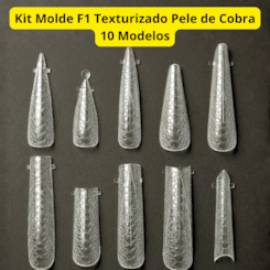 Kit Molde F1 Texturizado Pele de Cobra - 10 Modelos e 120 Unidades