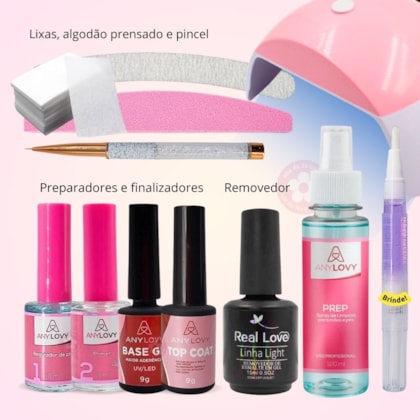 Kit para esmaltação em gel Completo Any Love Uso pessoal com manual