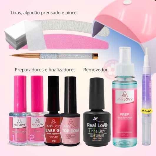 Kit para esmaltação em gel Completo Any Love Uso pessoal com manual para unhas