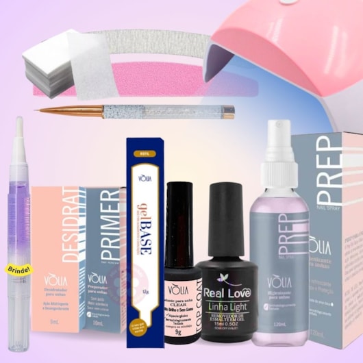 Kit para esmaltação em gel e blindagem Volia Uso pessoal com manual para unhas