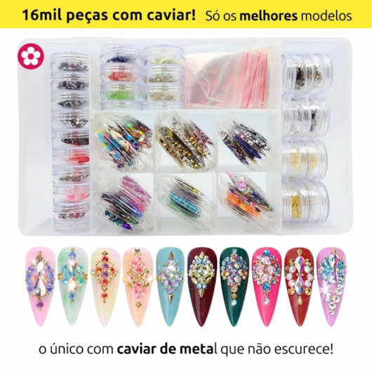 Kit pedrarias para unhas com 16.000 peças para unhas
