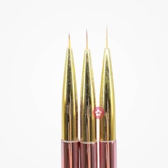 Kit pincéis cromados Ponta ultra fina 7, 9 e 11mm Helen Color Kit pincéis cromados Ponta ultra fina 7, 9 e 11mm Helen Color