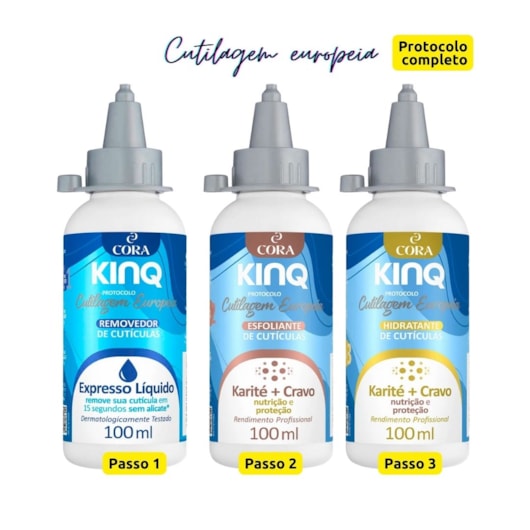 Kit Protocolo Cutilagem Europeia Cora Kinq Líquido para unhas