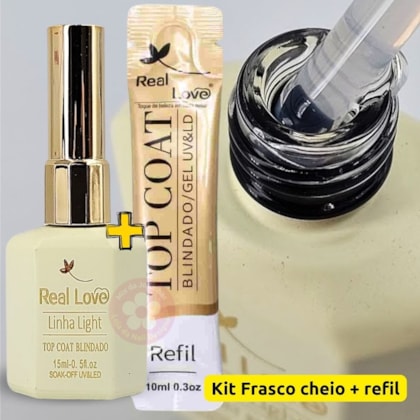 Kit Refil e frasco cheio Top coat Blindado Real Love