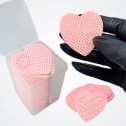 Lenço de TNT Coração para limpeza de unhas 200un Substitui algodão prensado Lenço de TNT Coração para limpeza de unhas 200un Substitui algodão prensado