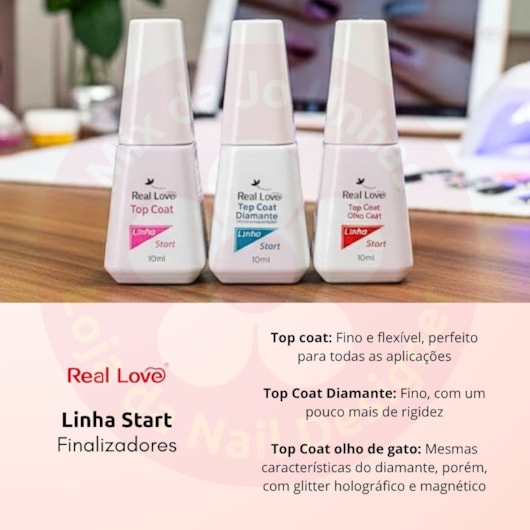 Linha Start Real Love 10ml preparadores e top coats para unhas