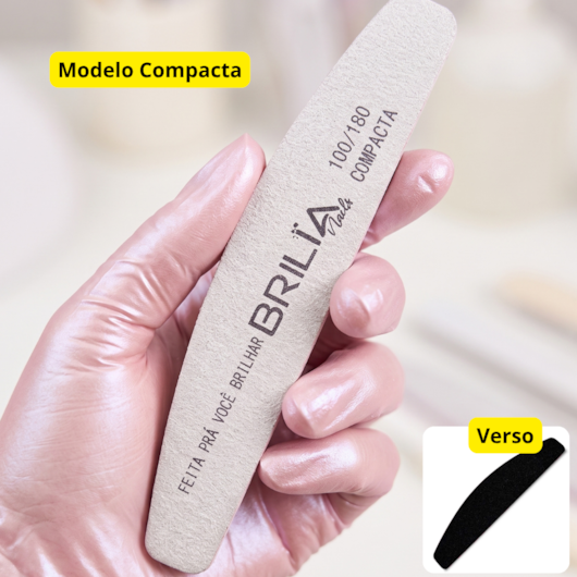 Lixa Boomerang Compacta 100/180 Unitaria Brilia Nails para unhas