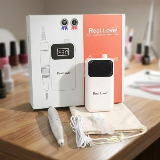 Lixa elétrica Portátil 30.000RPM Bateria Real Love para unhas
