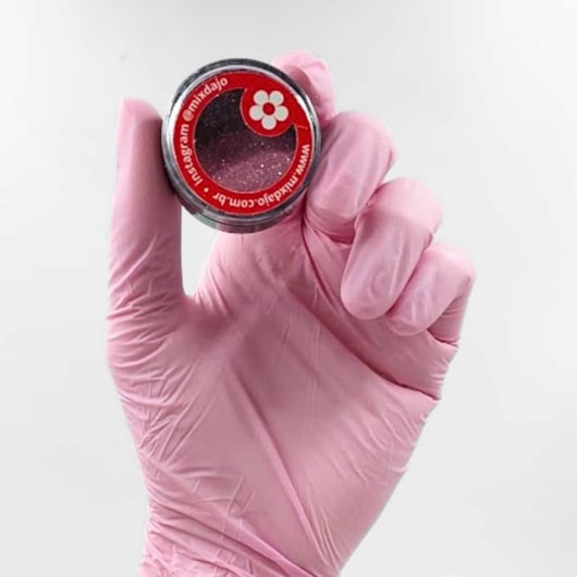Luva nitrílica Talge Rosa Sem pó 100un Tamanho:G para unhas