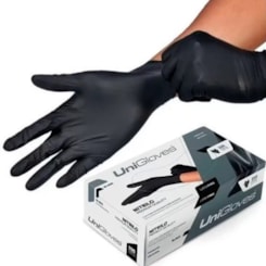 Luva Nitrilica Unigloves Preta Sem Po C/100 - Luva Nitrilica Unigloves Preta Sem Po C/100 -